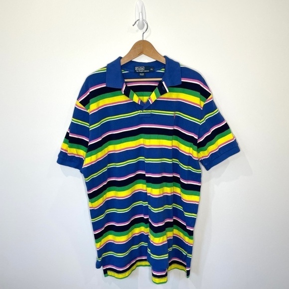 Polo by Ralph Lauren Multi-Color Striped Collared Short Sleeve Shirt - Picture 1 of 4